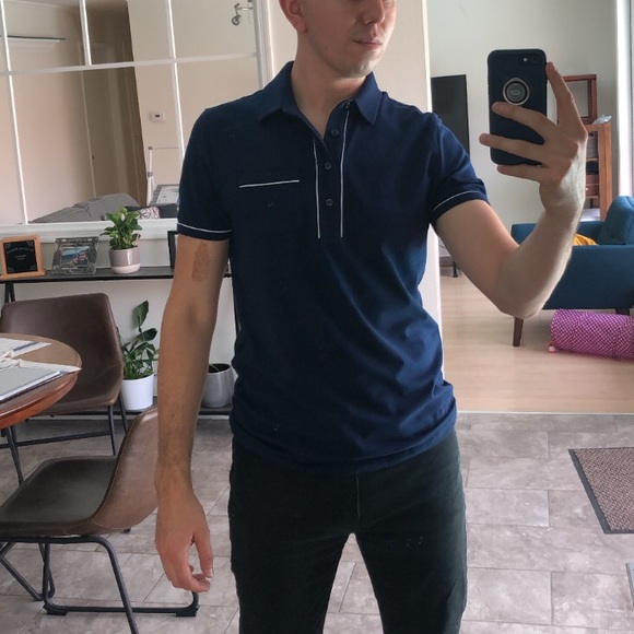 Navy blue polo short sleeves - Picture 3 of 4